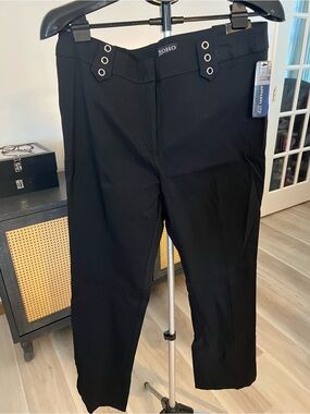 Soho Black Dress Pants with Grommet Waist Detail